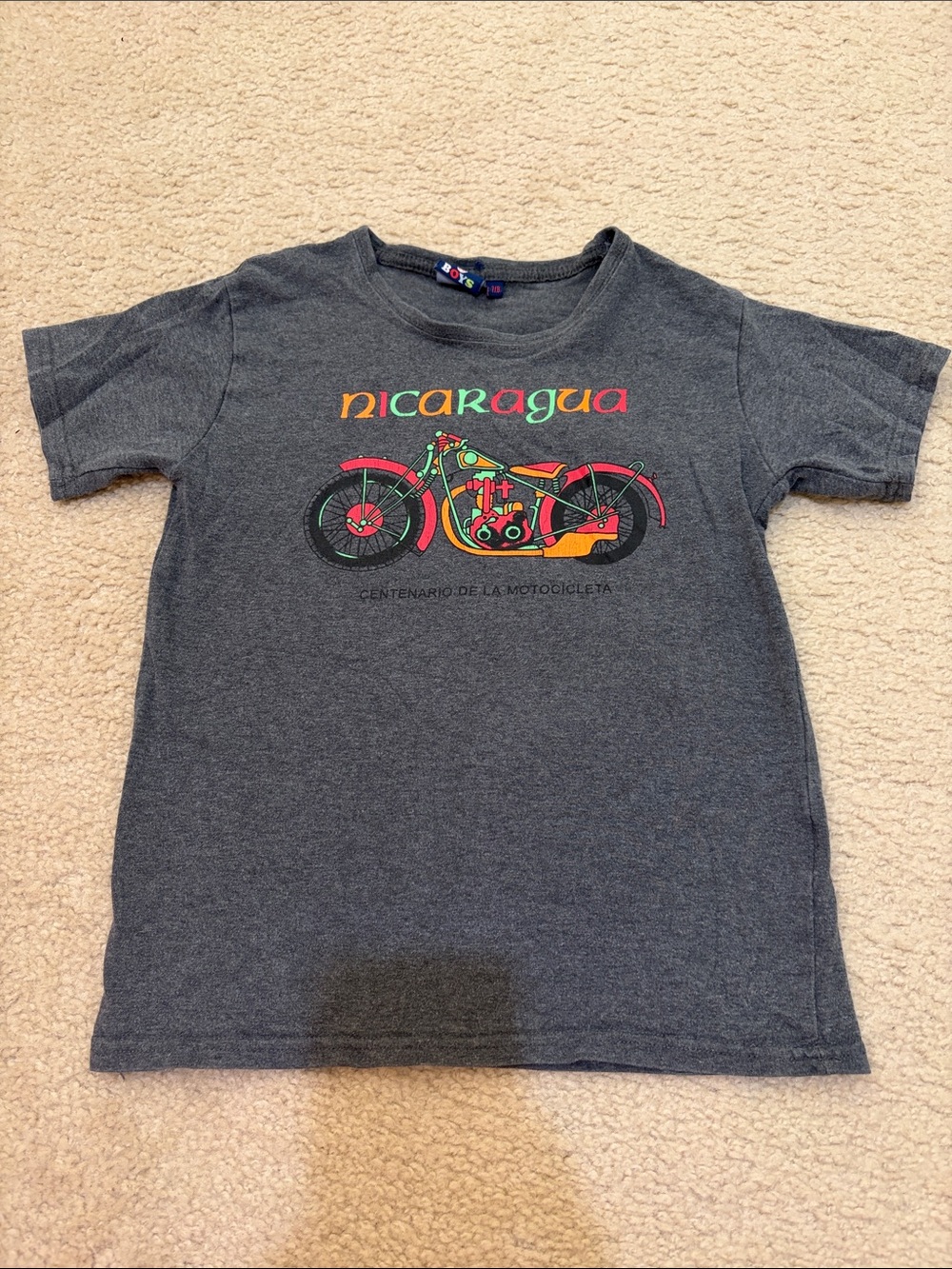 Nicaragua Motorcycle Graphic Kids T-Shirt - Charcoal Gray 7-8 s
